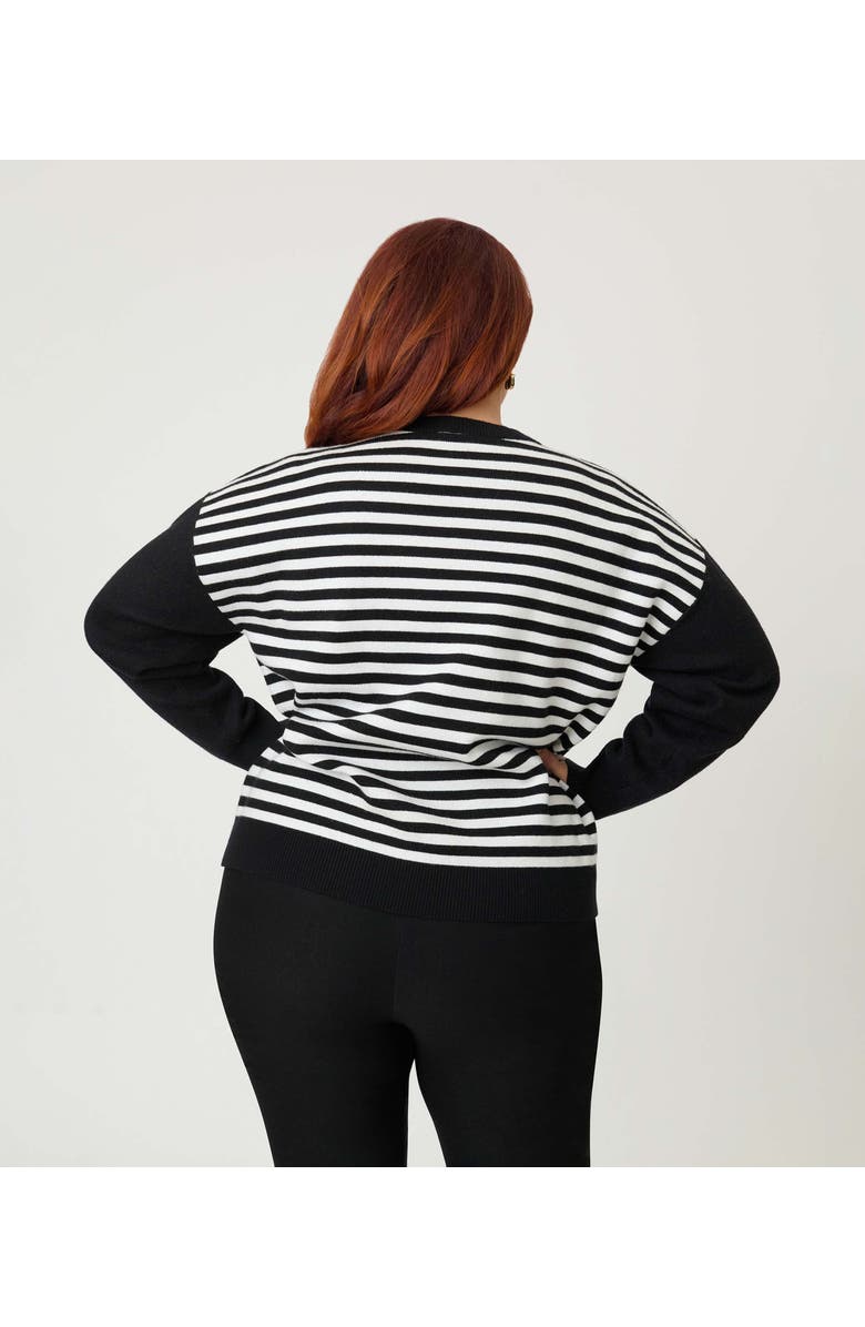 Unique Vintage Plus Size Long Sleeve Sweater, Alternate, color, Black & White Stripes