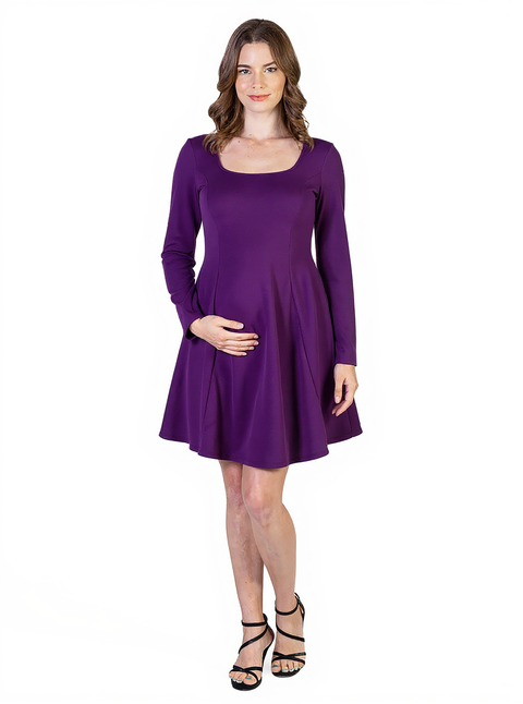 Long Sleeve Knee Length Maternity Skater Dress
