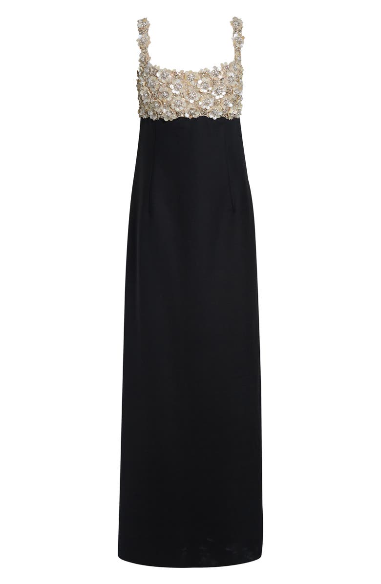 Oscar de la Renta Mother-of-Pearl Embellished Bustier Gown, Main, color, Black