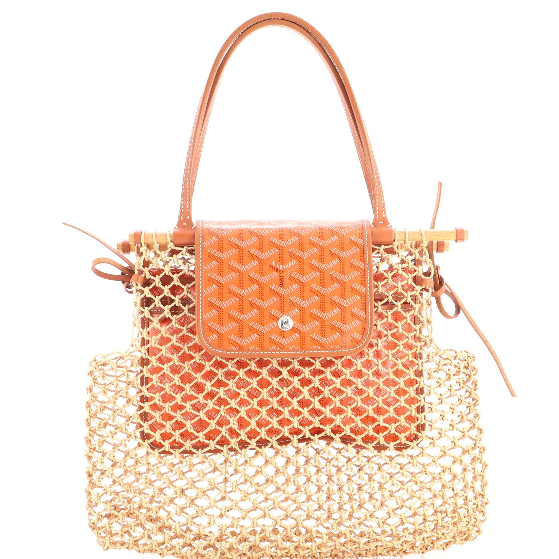 Aligre Bag Raffia Net with Coated Canvas, Main, color, Orange