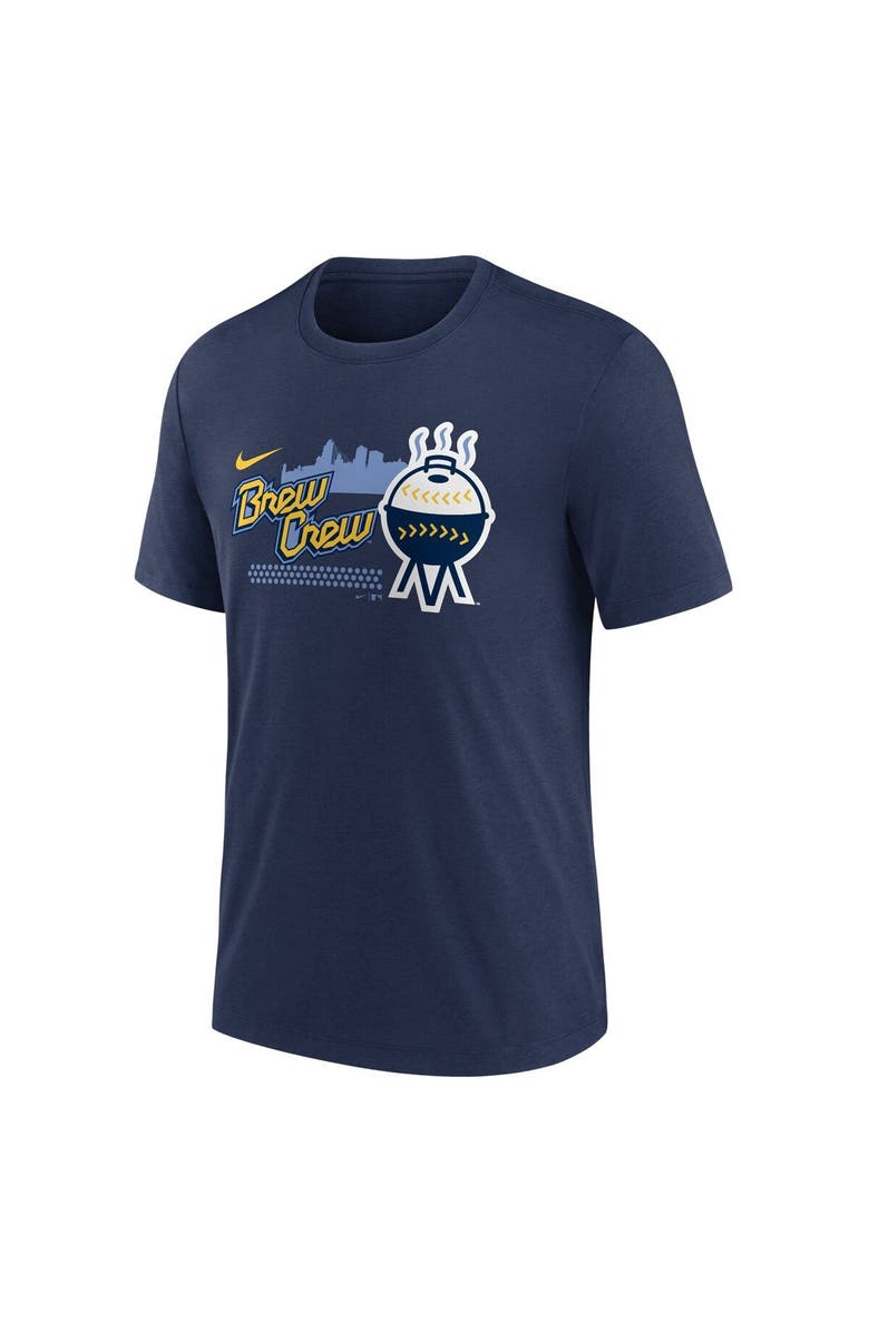 Nike Men's Nike Navy Milwaukee Brewers City Connect Tri-Blend T-Shirt, Alternate, color, Navy