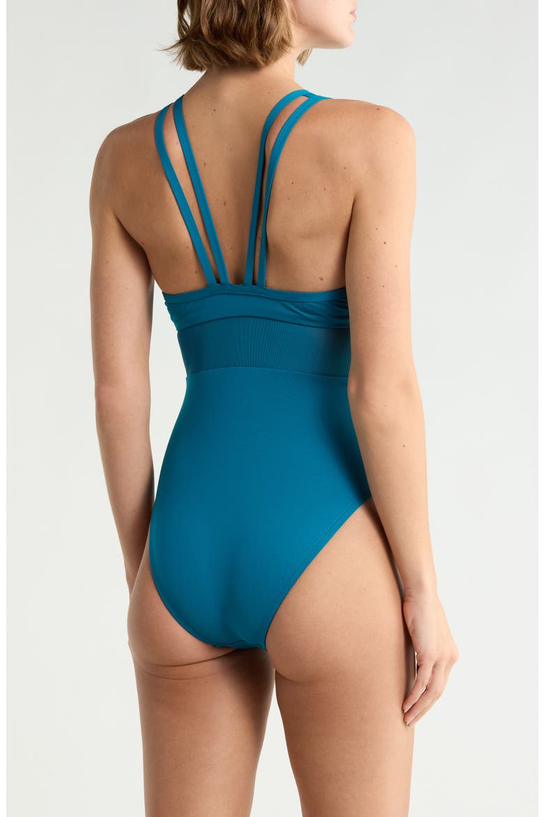 V-Back One-Piece Swimsuit, Alternate, color, GREEN ABYSS