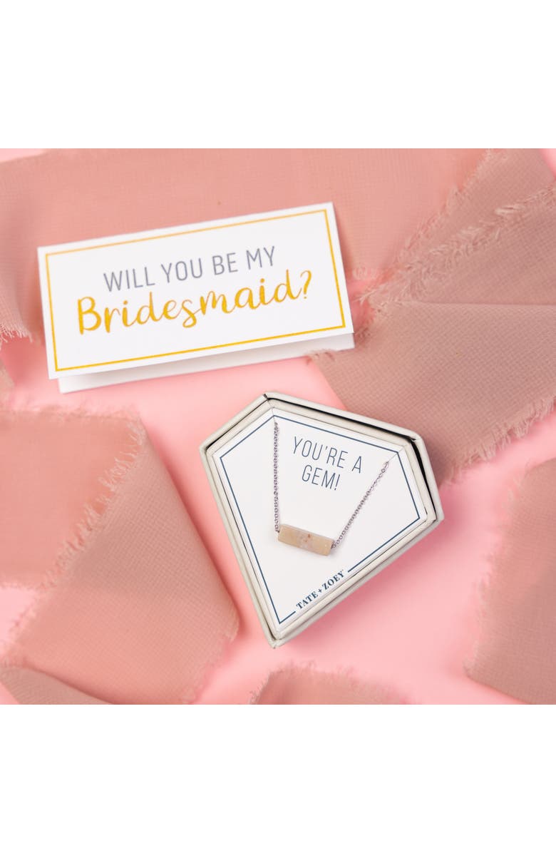 Totalee Gift You're a Gem Necklace, Pink Burnished Brass Pink, Alternate, color, Metallic Silver