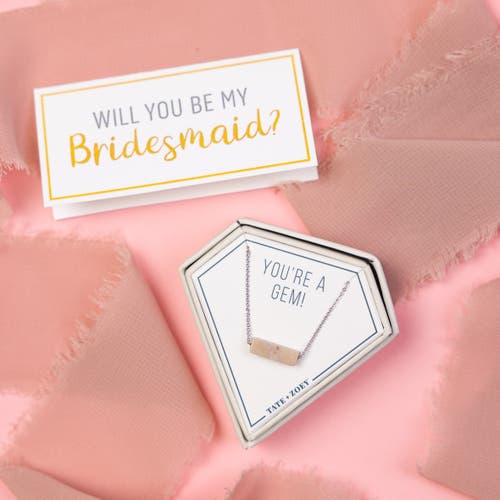 Totalee Gift You're A Gem Necklace, Pink Burnished Brass Pink In Silver