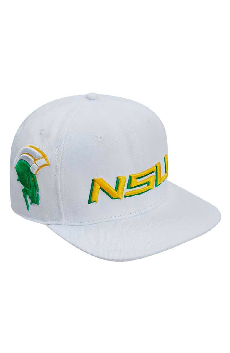 PRO STANDARD Men's Pro Standard White Norfolk State Spartans  Evergreen Wool Snapback Hat, Main, color, 
