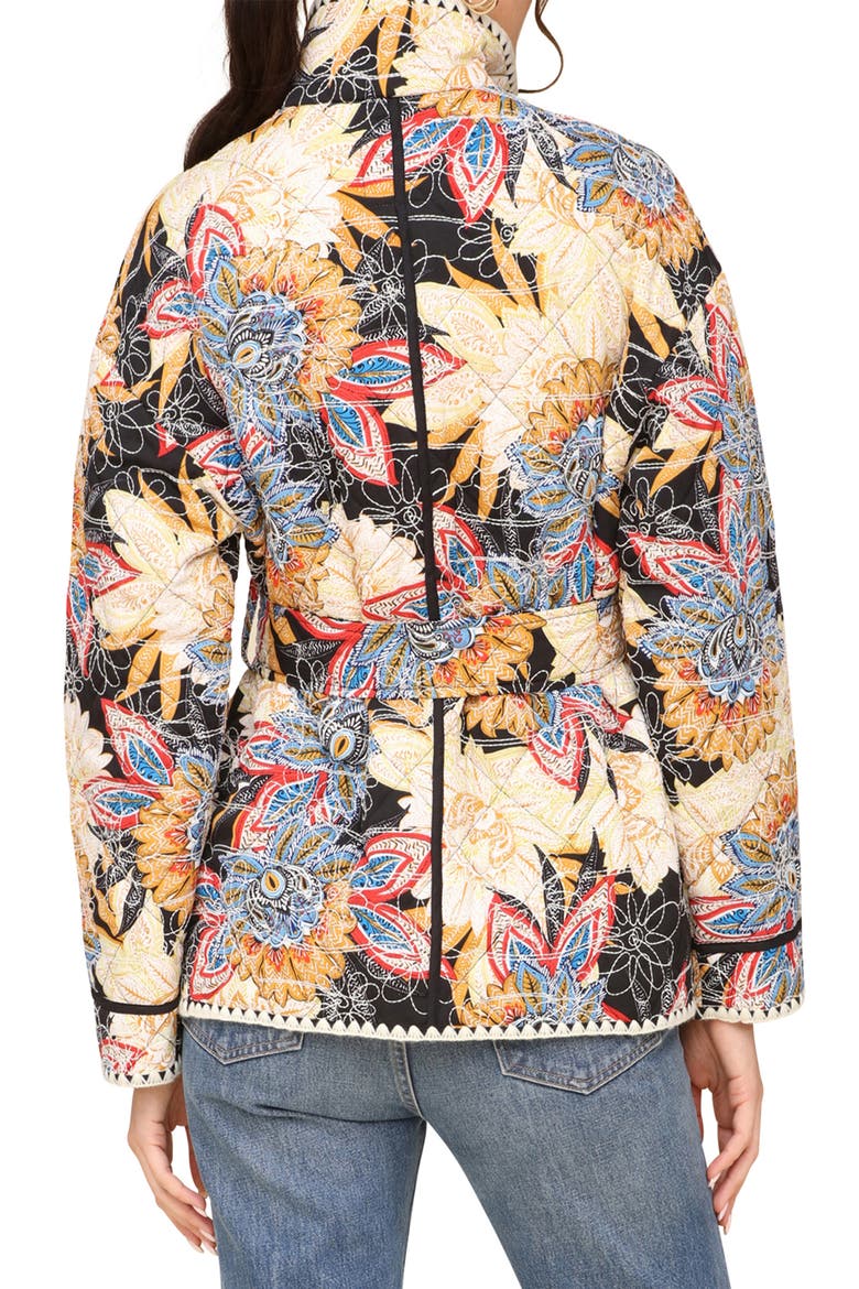 Embroidered Paisley Belted Quilted Jacket, Alternate, color, BLACK BOHO