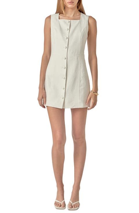 Sleeveless Linen Button-Up Minidress