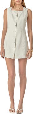 English Factory Sleeveless Linen Button-Up Minidress
