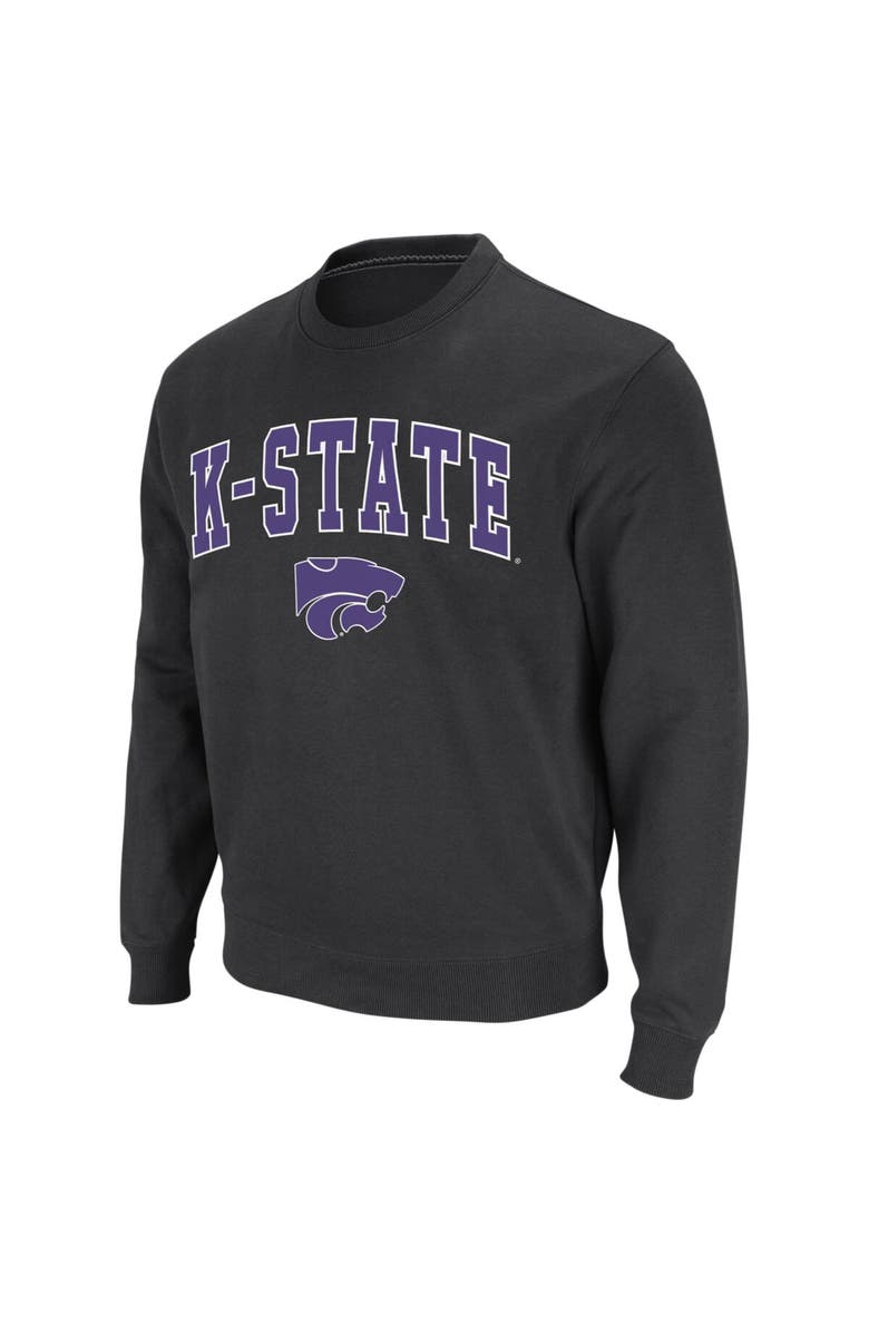 COLOSSEUM Men's Colosseum Charcoal Kansas State Wildcats Arch & Logo Crew Neck Sweatshirt, Alternate, color, Charcoal