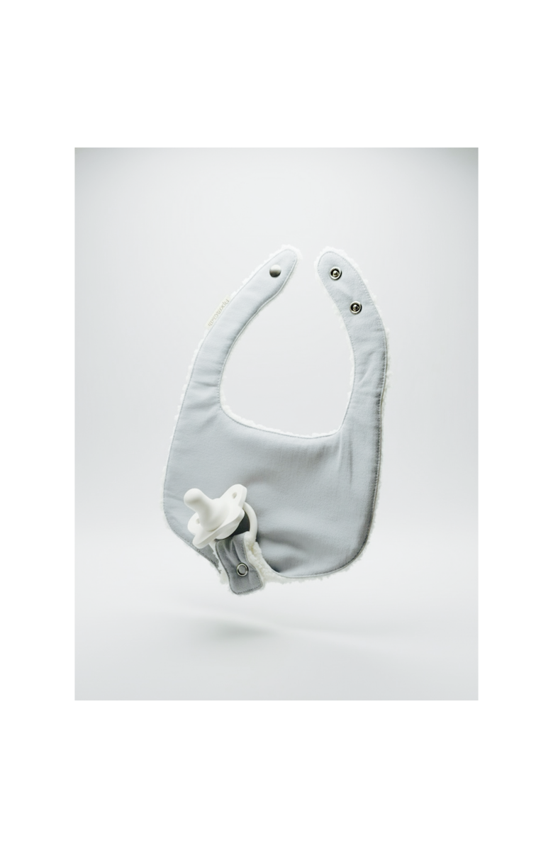 Piper&Cloth Soothe & Snap Pacifier Bib, Main, color, Morning Fog