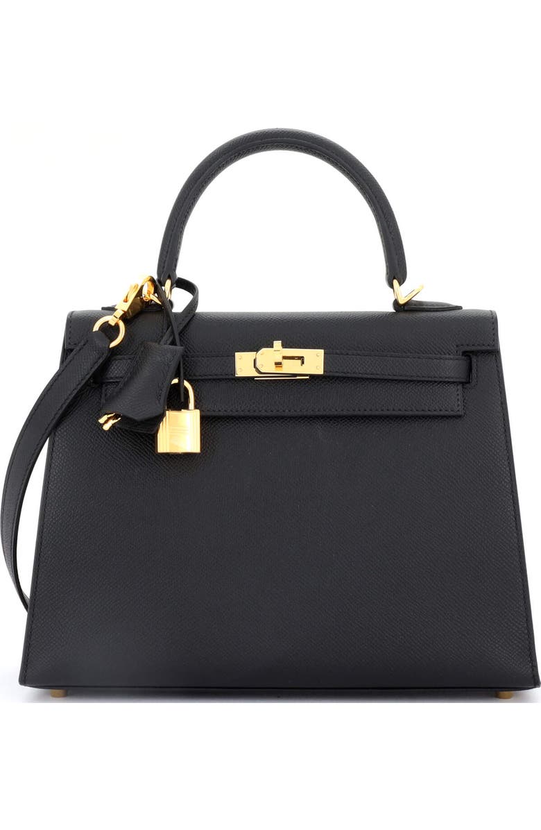 Pre-Owned Hermes Kelly Handbag Black Epsom with Gold Hardware 25, Main, color, Noir