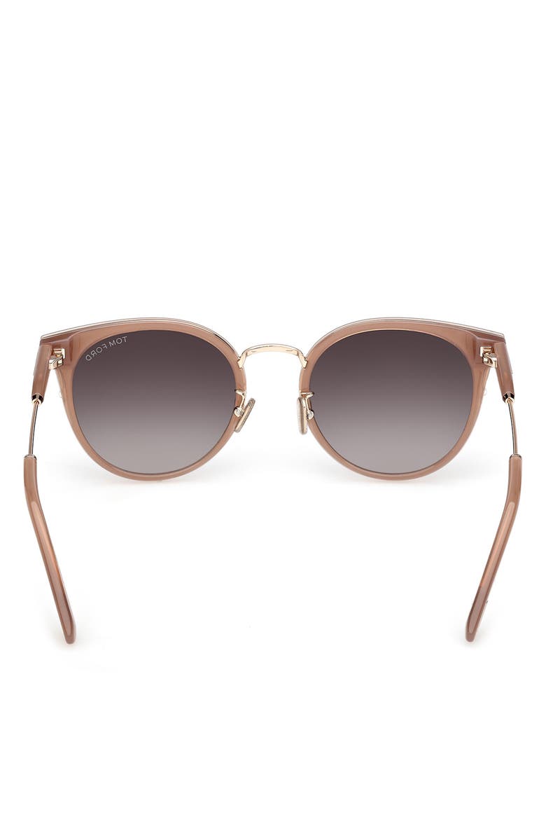 TOM FORD 54mm Round Sunglasses, Alternate, color, Beige Rose Gold / Grad Smoke