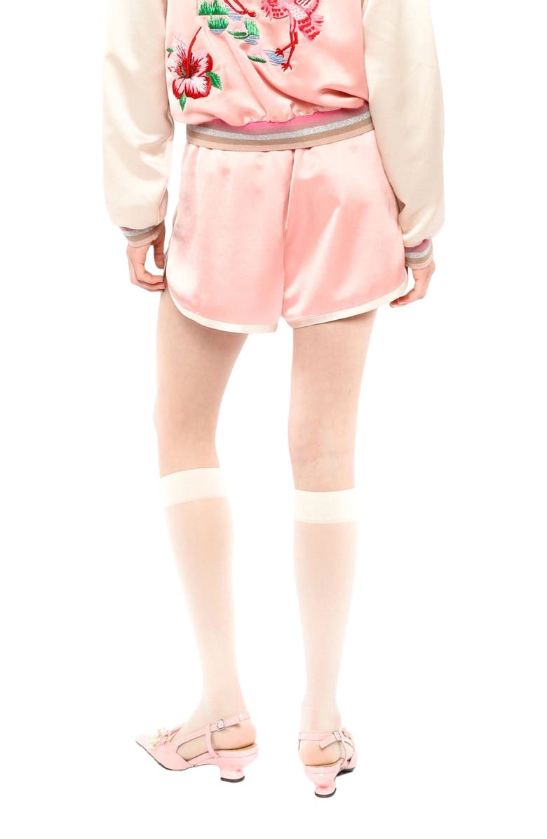 Anna Sui Satin Souvenirs Shorts, Alternate, color, Pastel Pink