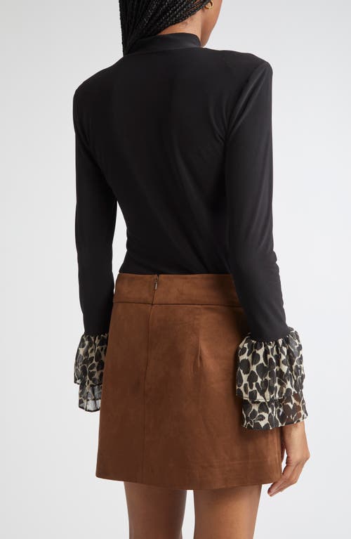 Ramy Brook Vickiana Mock Neck Bell Sleeve Top In Black