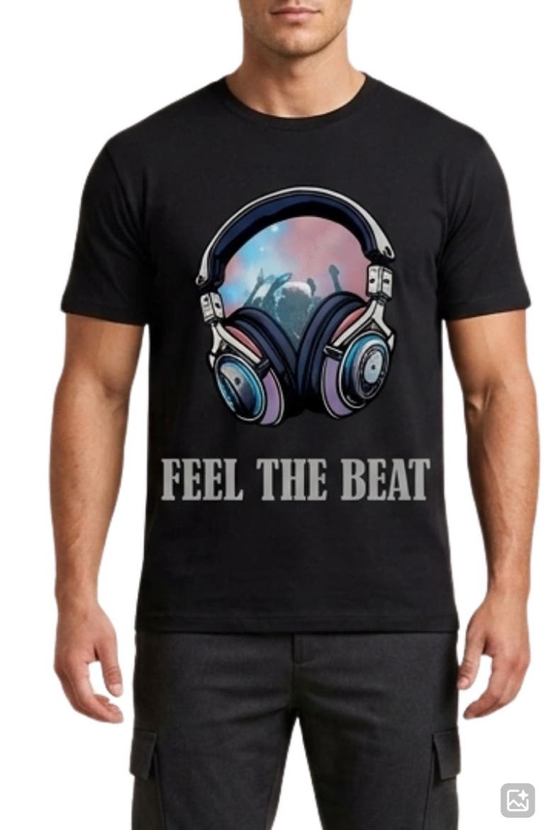 Feel the Beat Graphic T-Shirt, Main, color, BLACK