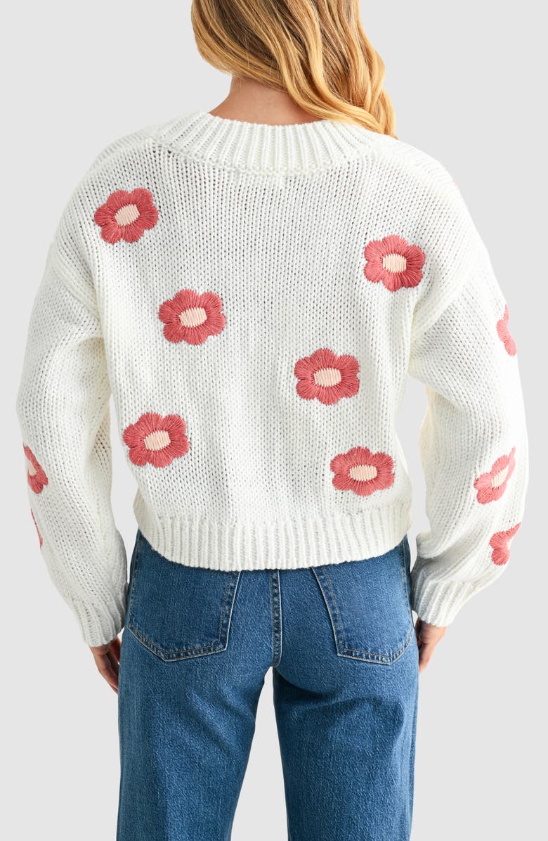 All in Favor Floral Embroidered Cardigan, Alternate, color, Cream Mauve