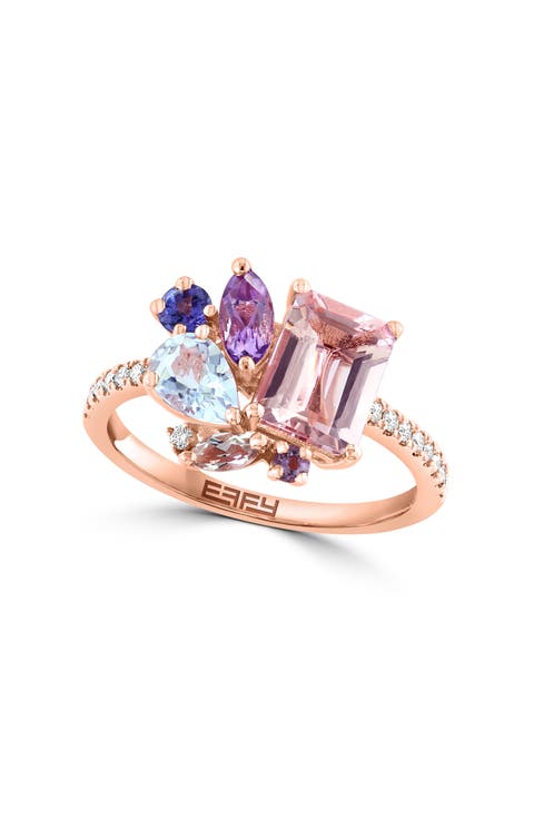 14K Rose Gold Morganite & Diamond Ring