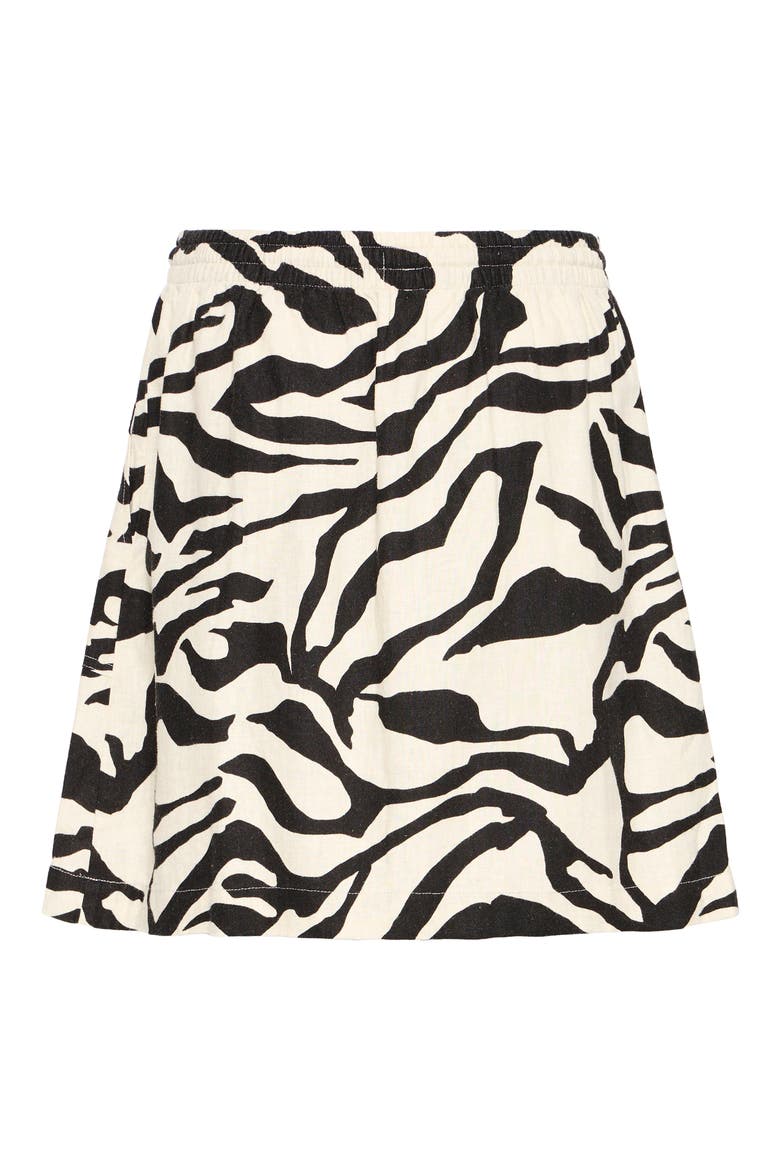Print Linen Blend Skirt, Alternate, color, BLACK MULTI