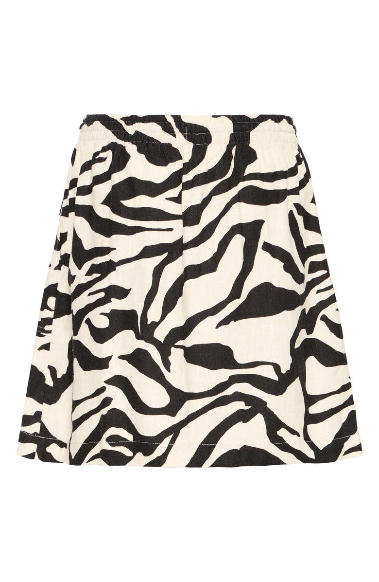ICHI Print Linen Blend Skirt, Alternate, color, Black Multi