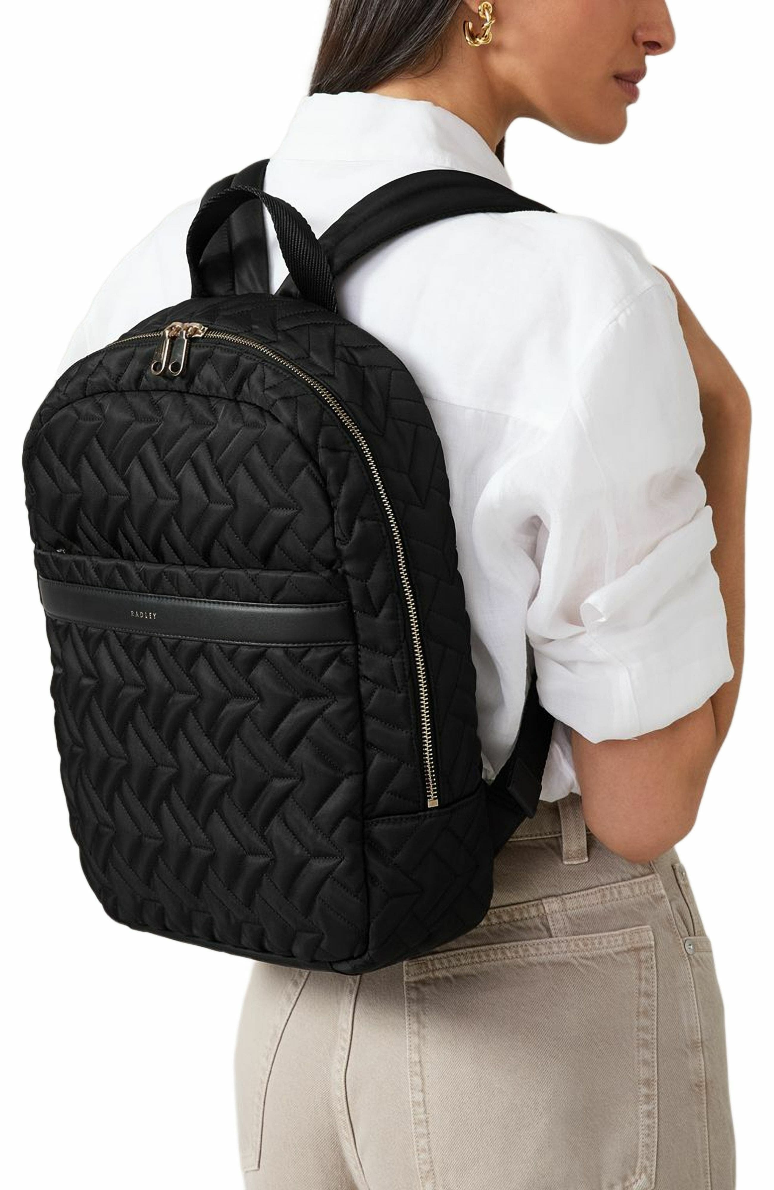 Radley Holland Park - Quilt Medium Ziptop Backpack, Alternate, color, Black