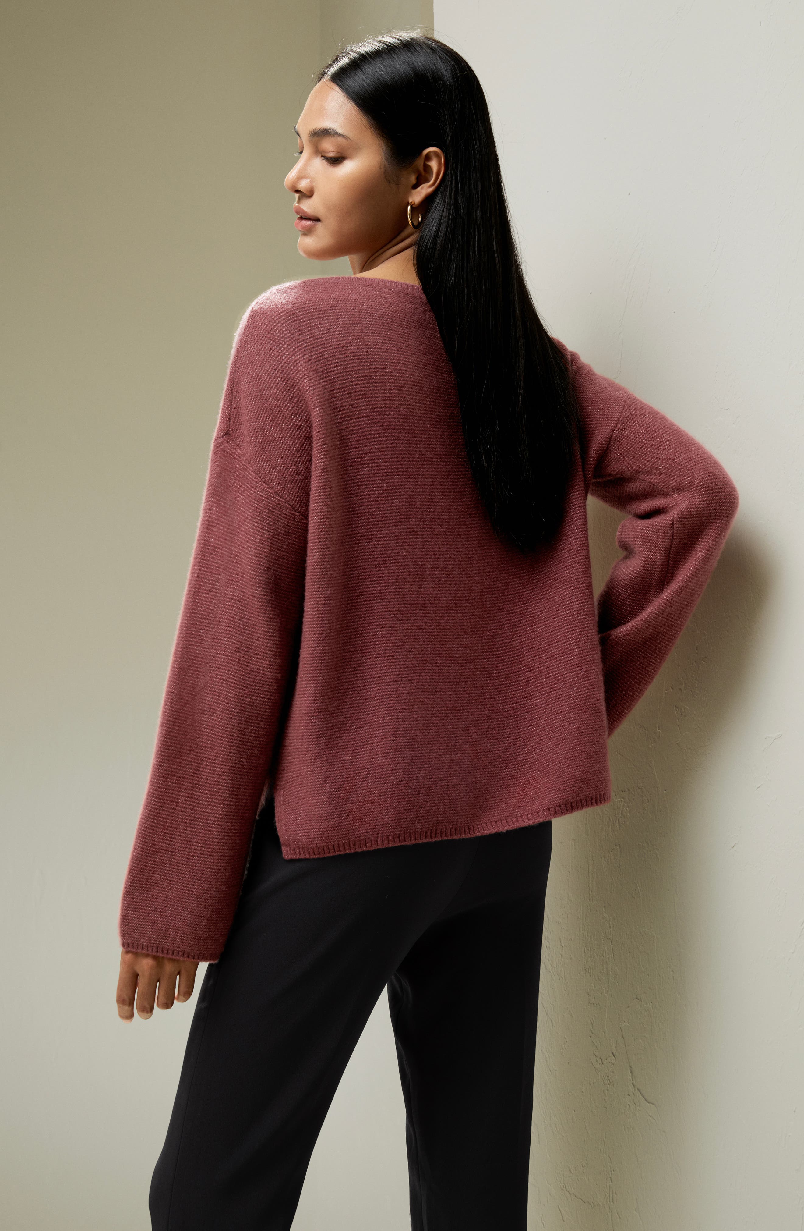 Relaxed Fit Drop-Shoulder Silk Cashmere Blend Sweatshirt - image 4