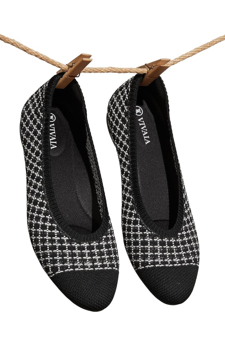 VIVAIA Almond-Toe Ballet Flats, Alternate, color, Black Tweed