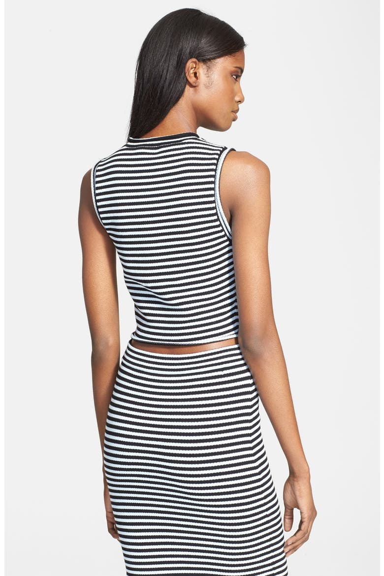 'Dan' Stripe Knit Crop Top, Alternate, color, WASHED BLUE BLACK