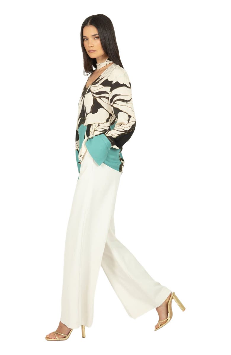 SECRET MISSION Chiara Blouse, Alternate, color, Cyan Green Abstract Floral