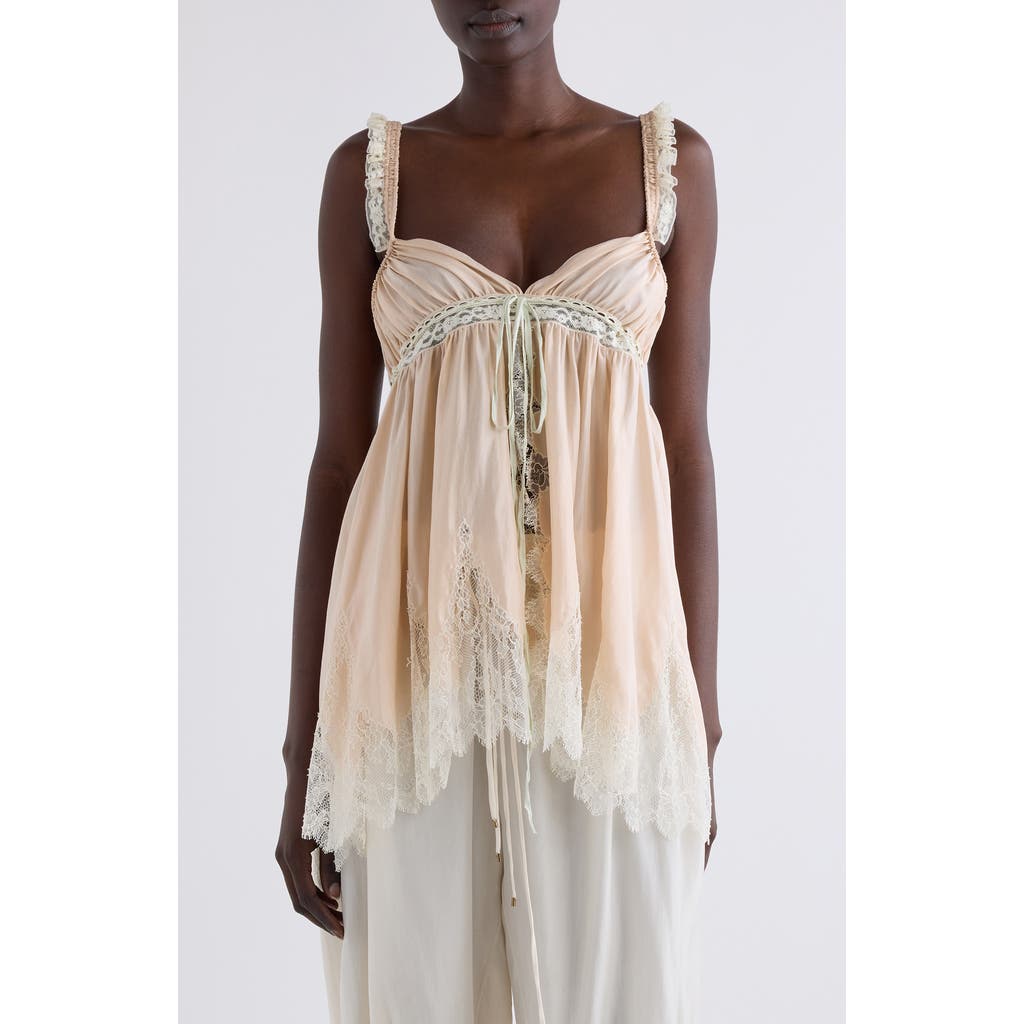 Chloé Lace Trim Silk Camisole Top
