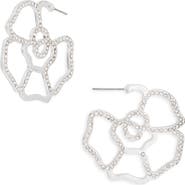 Karine Sultan Crystal Flower Medium Hoop Earrings