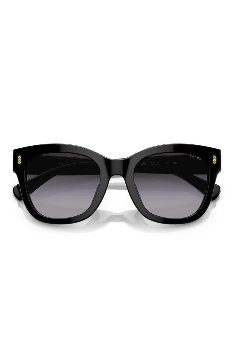 52mm Gradient Oval Sunglasses, Alternate, color, SHINY BLACK / GRADIENT GREY