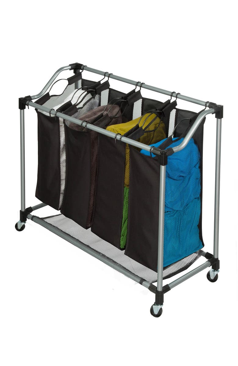 HONEY-CAN-DO Deluxe Mesh Bags Quad Sorter, Alternate, color, Steel Black