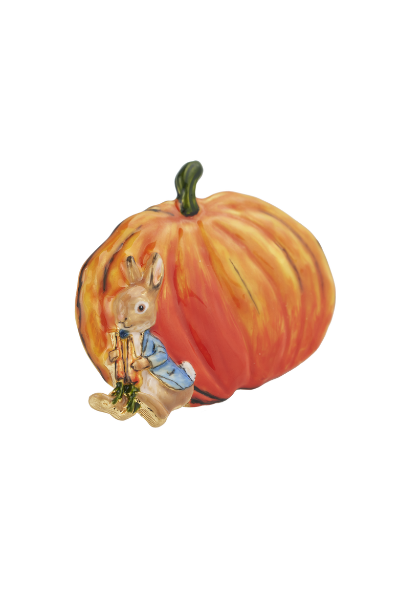 x Peter Rabbit Pumpkin Brooch, Alternate, color, Gold