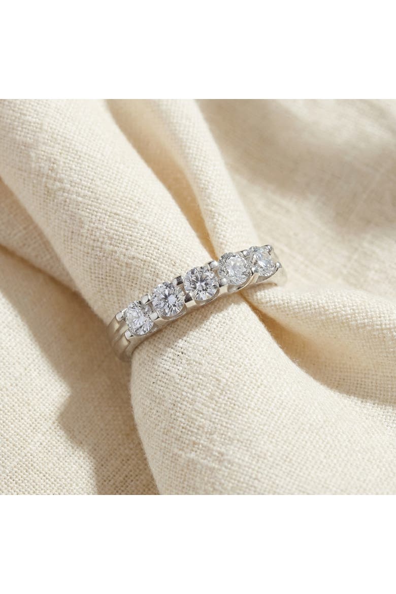 1ct Lab Grown Diamond 5-Stone Wedding Women's 10k Gold Ring, Alternate, color, 10k White Gold