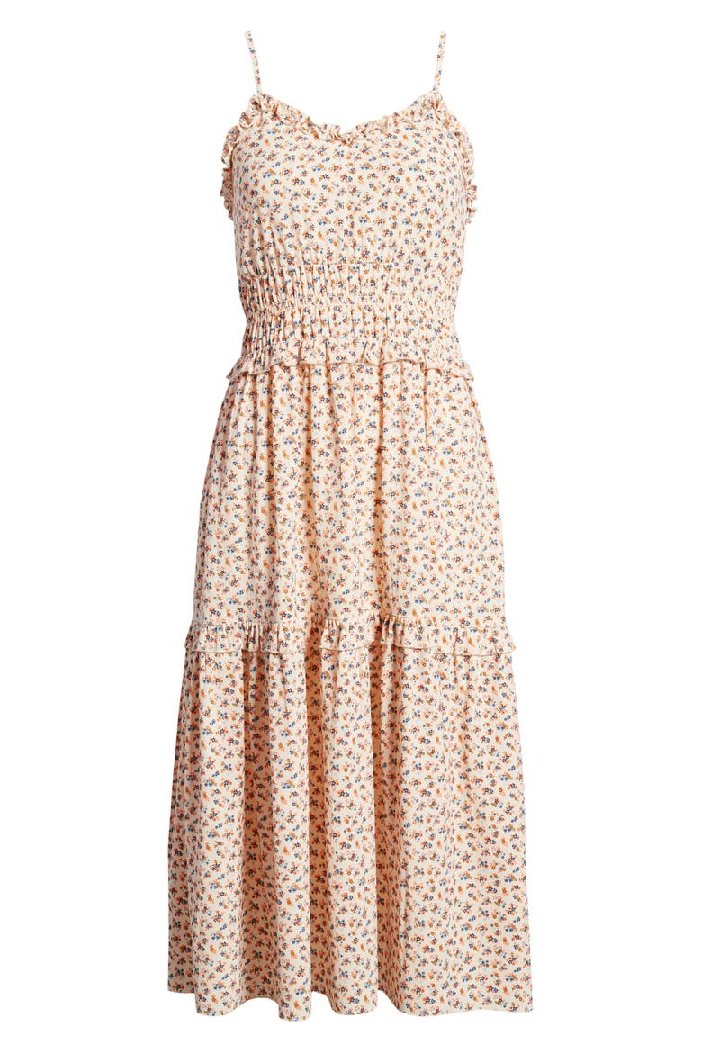 Ruffle Sleeveless Midi Dress, Alternate, color, FLORAL MOSS