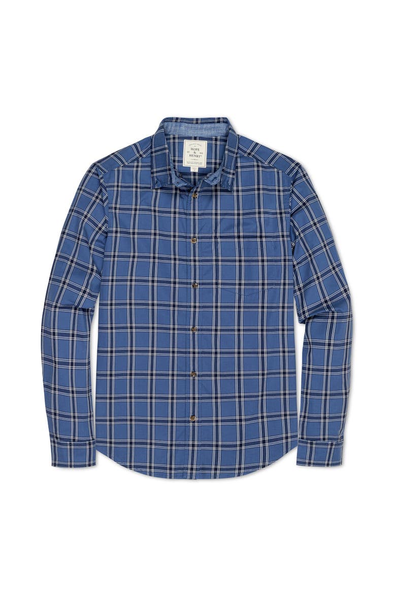 Men's Organic Stretch Poplin Shirt, Alternate, color, Dark Blue Homeroom Plaid