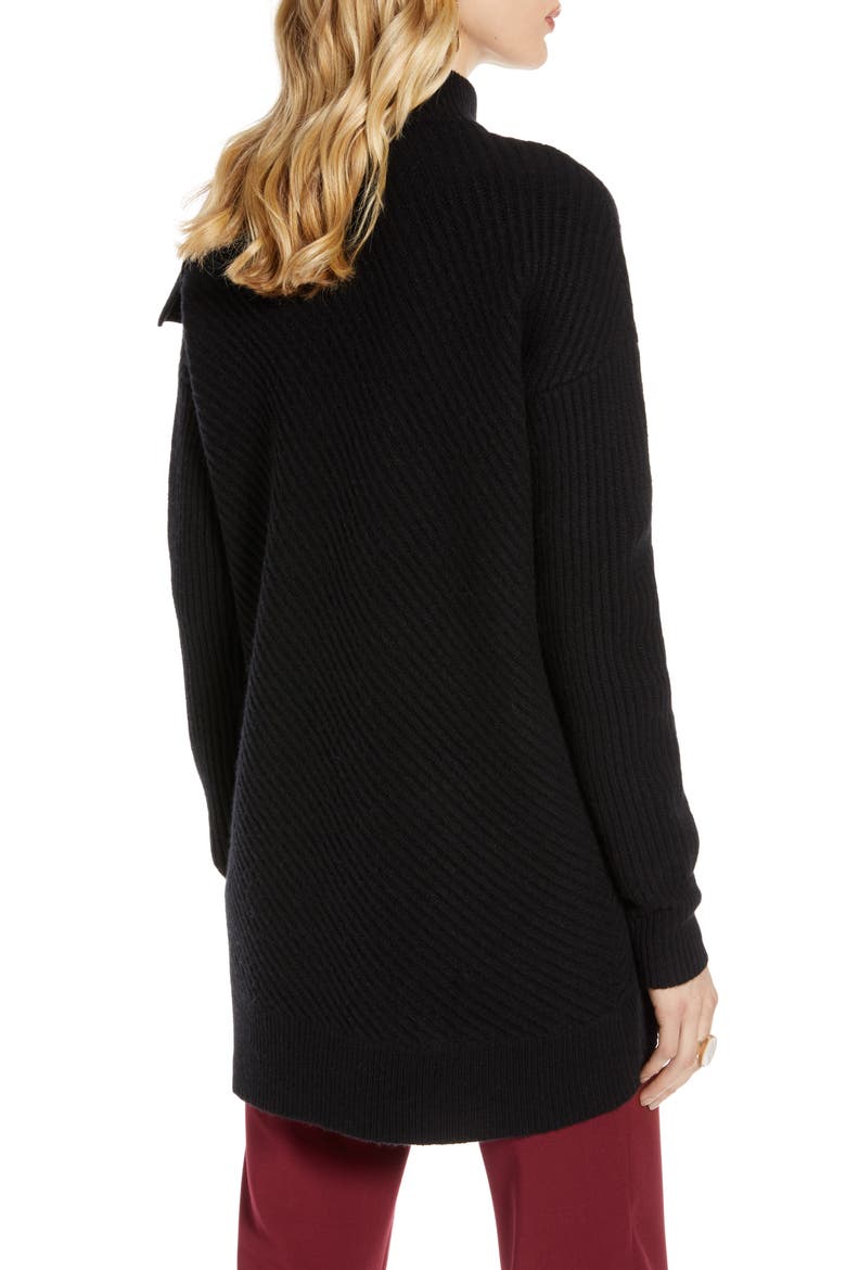 Faux Wrap Cashmere Blend Sweater, Alternate, color, BLACK