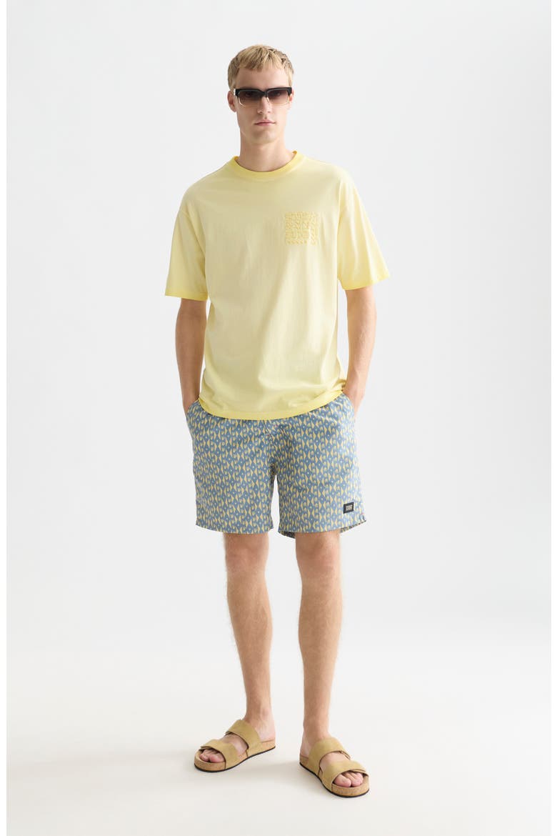 Geo Print Midlength Swim Trunks, Alternate, color, CACTUS STRIPE INFINITY