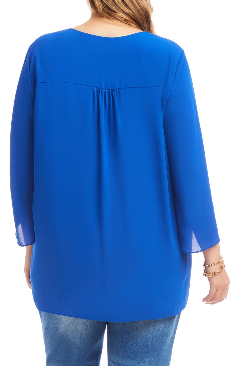 Karen Kane Crossover Hem Asymmetric Top, Alternate, color, Sapphire Blue