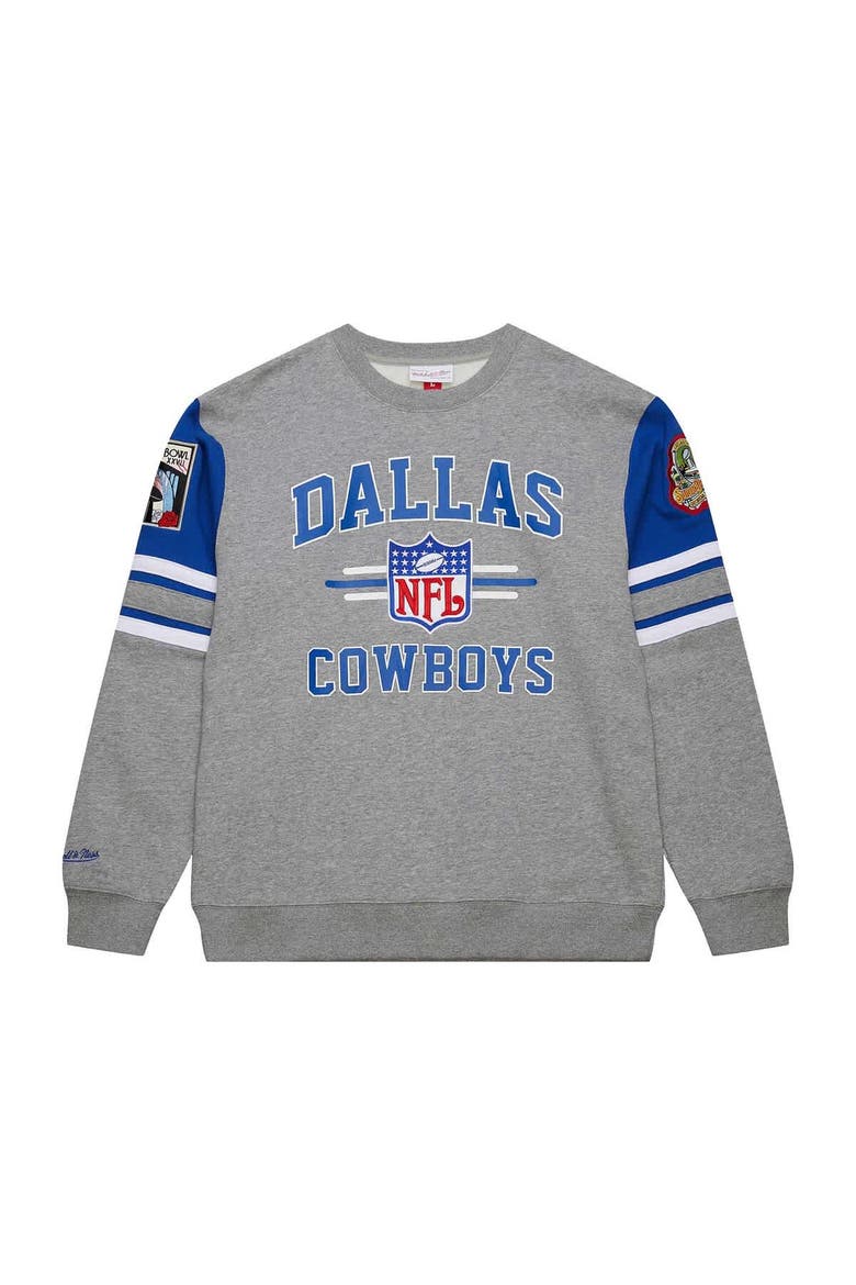 Men's Mitchell & Ness Heather Gray Dallas Cowboys Vintage Logo Pullover Sweatshirt, Alternate, color, Heather Gray