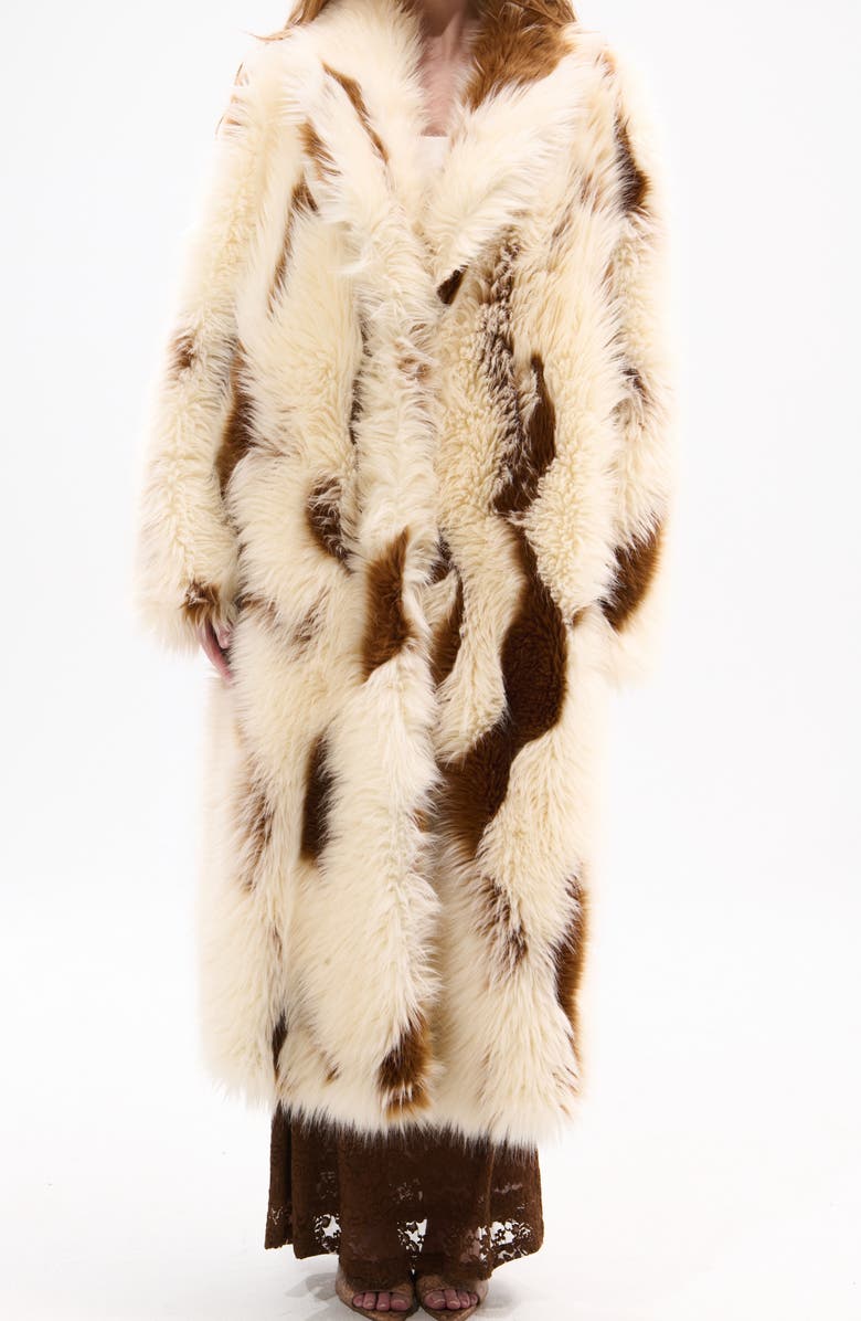 AZALEA WANG Miles Faux Fur Coat, Alternate, color, Cream Multi