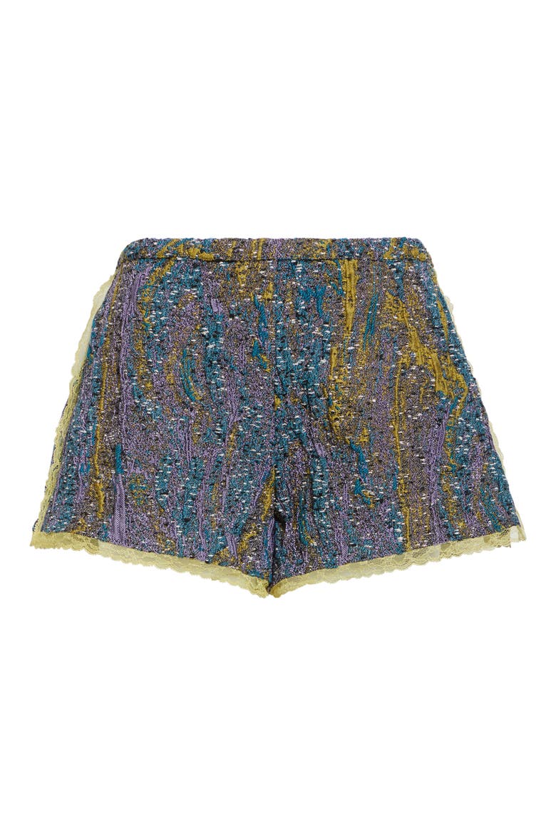 Pinky Embellished Abstract Jacquard Shorts, Alternate, color, YELLOW