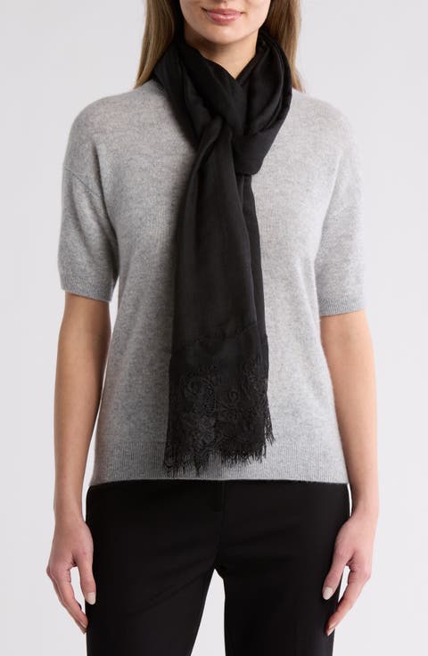 Wool Silk Blend Lace Scarf