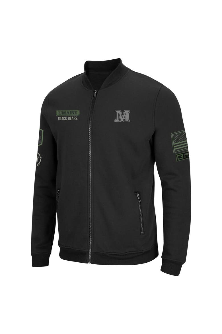 Men's Colosseum Black Maine Black Bears OHT Military Appreciation High-Speed Bomber Full-Zip Jacket, Alternate, color, Black