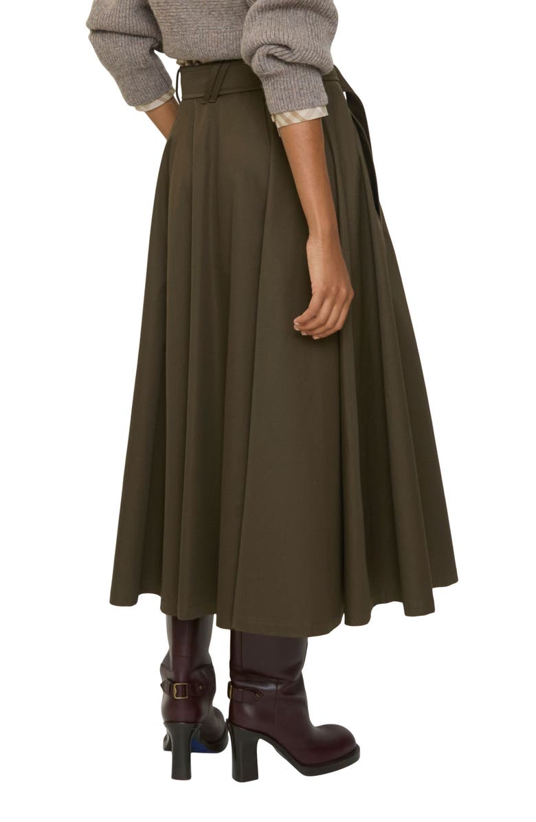 Burberry Brenda Cotton Gabardine Trench Skirt, Alternate, color, Juniper