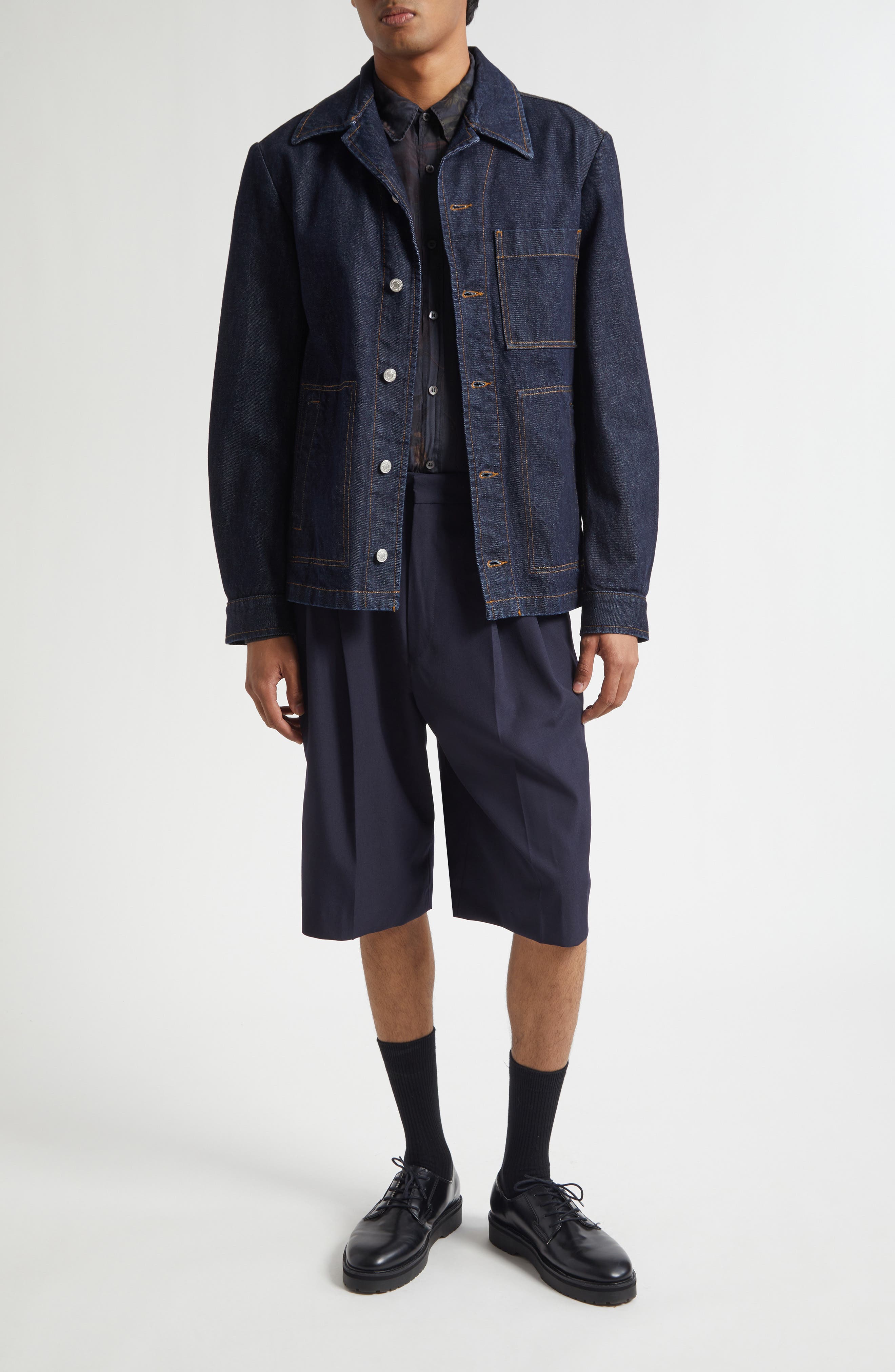 Panrom Pleated Wool Bermuda Shorts - image 2