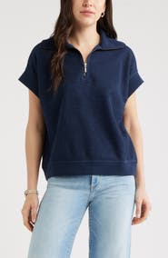 Caslon® Short Sleeve Quarter Zip Sweatshirt