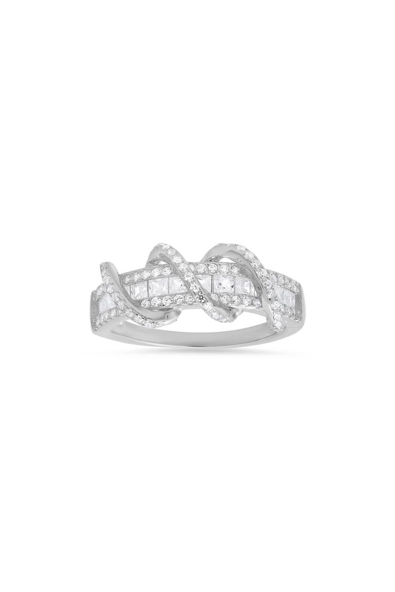 Twisted Cubic Zirconia Band Ring, Main, color, SILVER