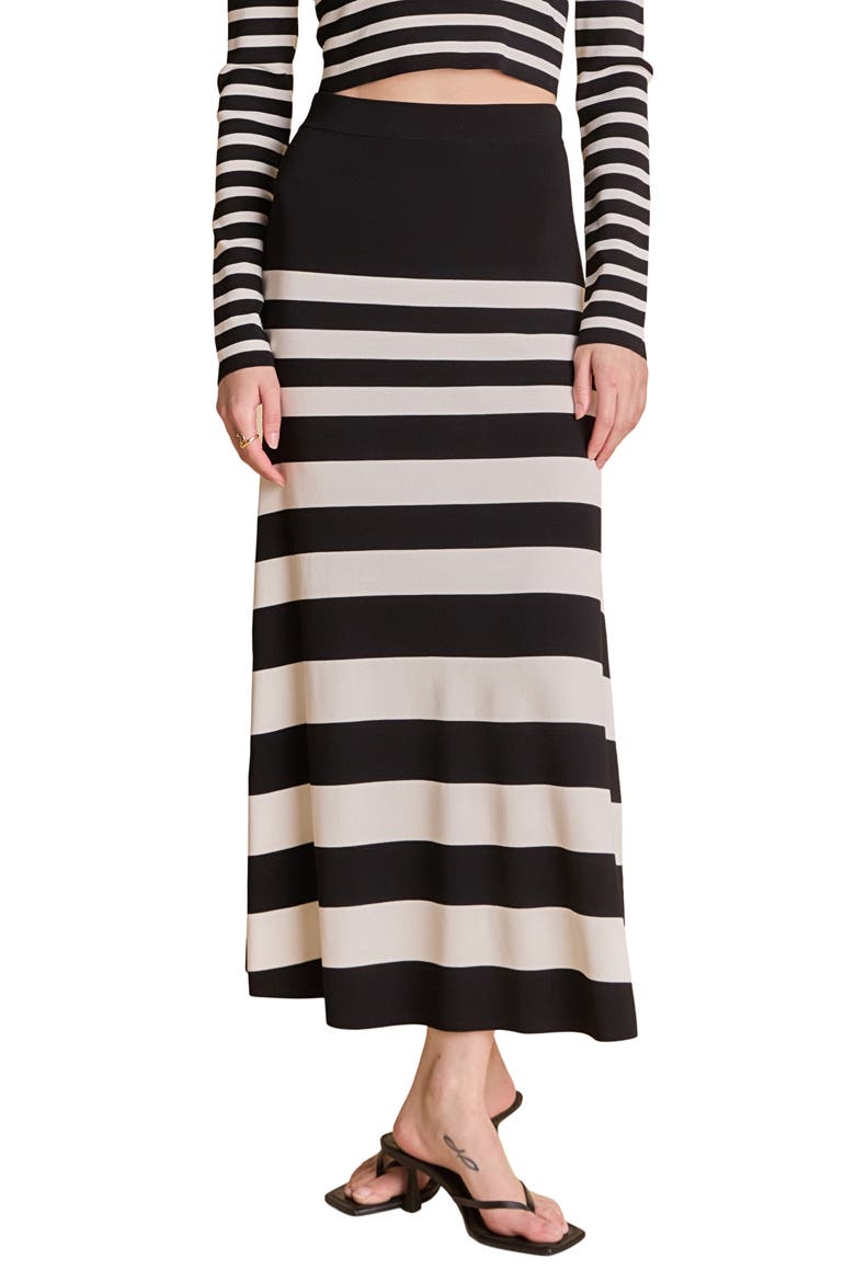 Stripe Midi Sweater Skirt, Main, color, BLACK/ CREAM