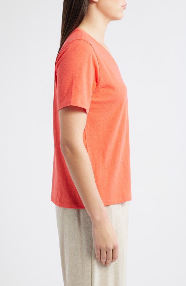 Eileen Fisher Easy V-Neck Organic Cotton T-Shirt, Alternate, color, Watermelon